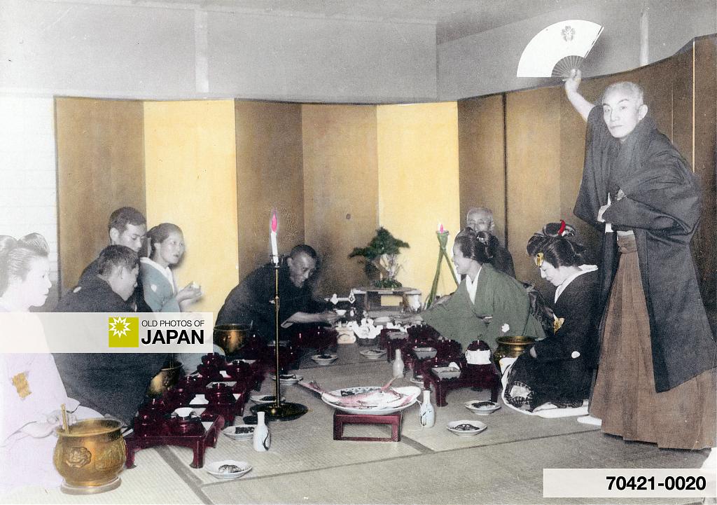 A Japanese family celebrates at a wedding, 1905