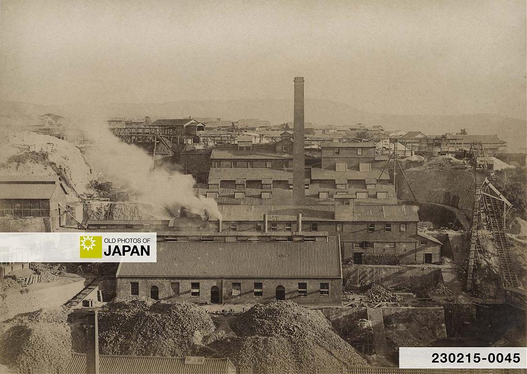 Sado Kinzan gold mine in Aikawa, Sadoshima, Meiji Period