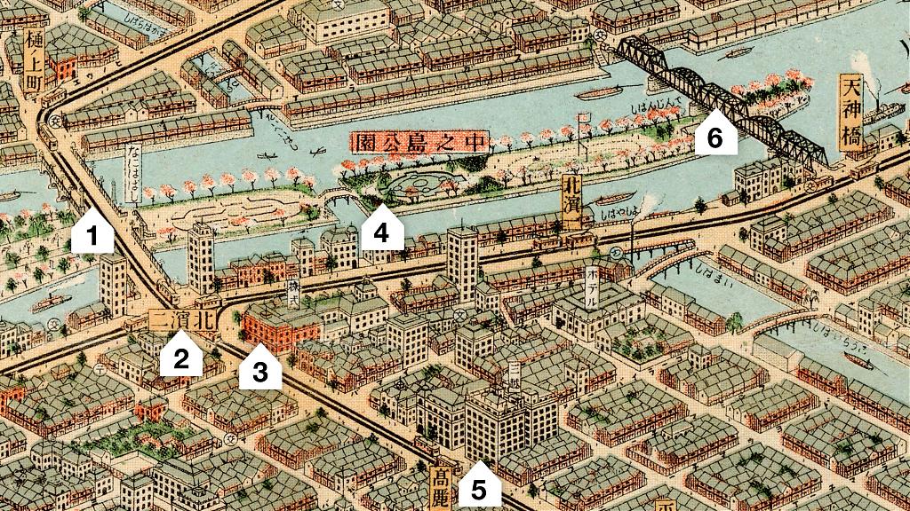 1924 map of Nakanoshima Park in Osaka