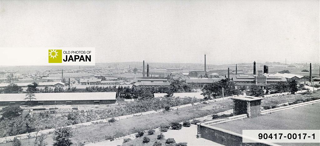 Osaka Arsenal as seen from Osaka Castle, 1913