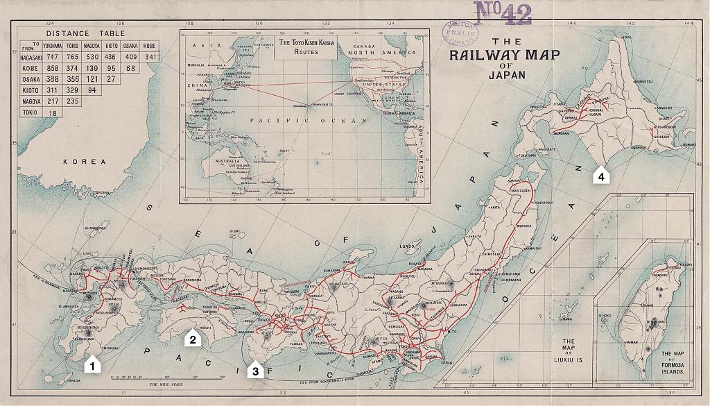 Railway map of Japan, 1900