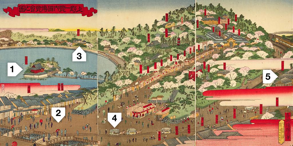 Woodblock print of the Third National Industrial Exposition held in 1890