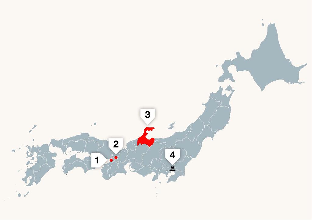 Map of Japan ca. 1595 with Osaka, Kyoto, Kaga, and Edo Castle
