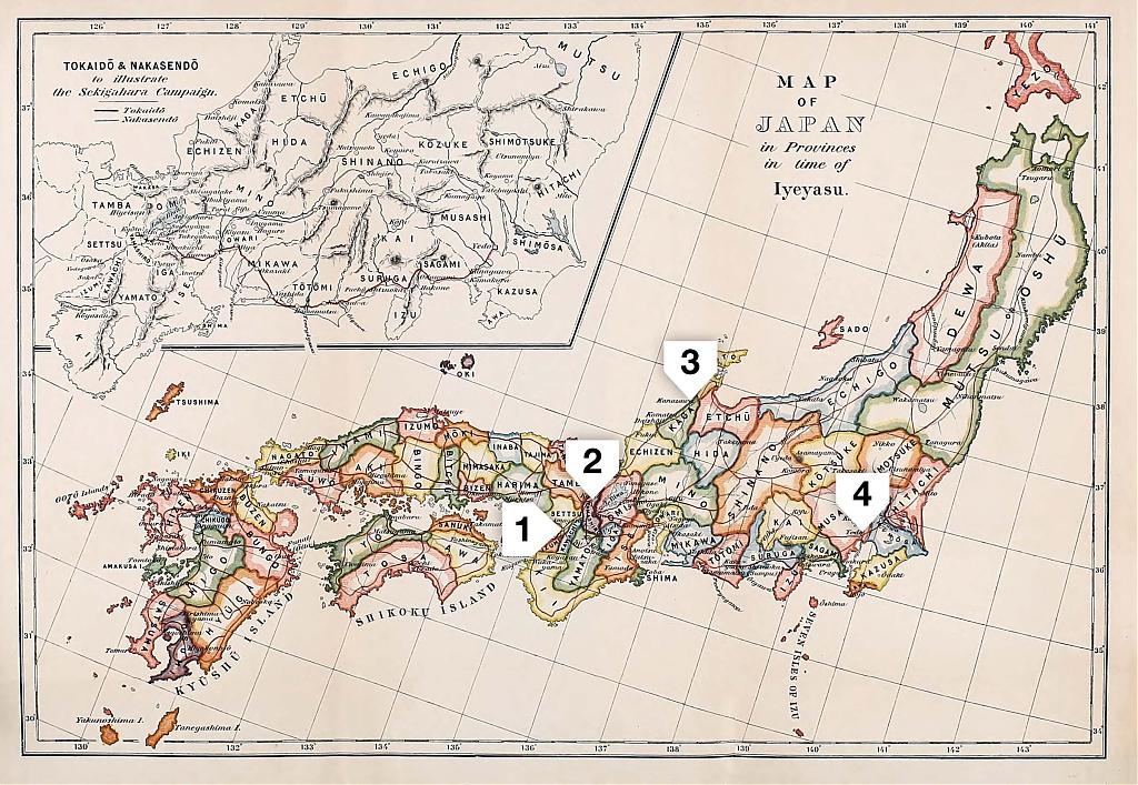 Map of Japanese provinces under Tokugawa Ieyasu