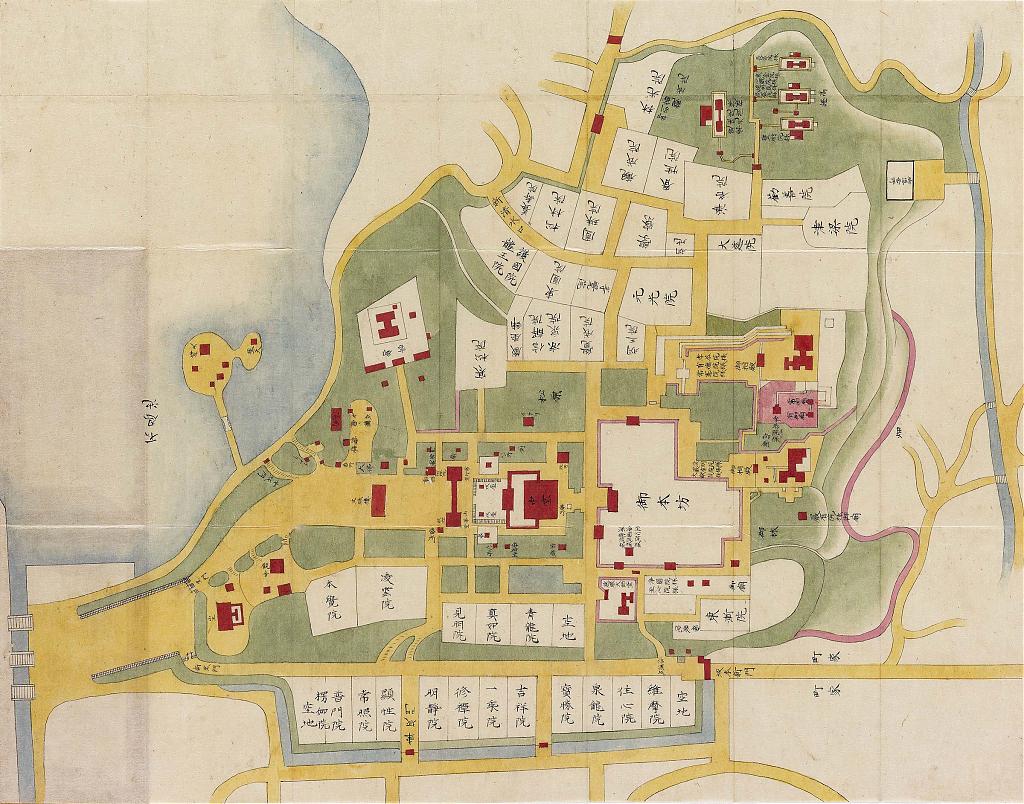Undated map of the Tōeizan Kan'ei-ji temple complex in Edo's Shitaya district