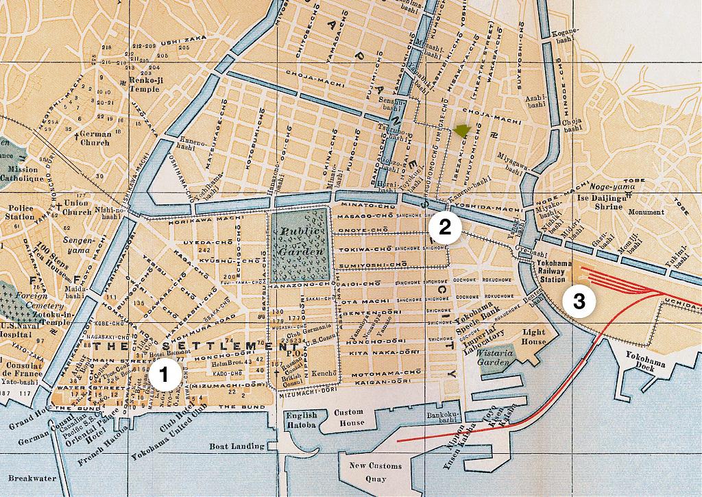 大正９年（１９２０年）の横浜のツーリストガイドマップ