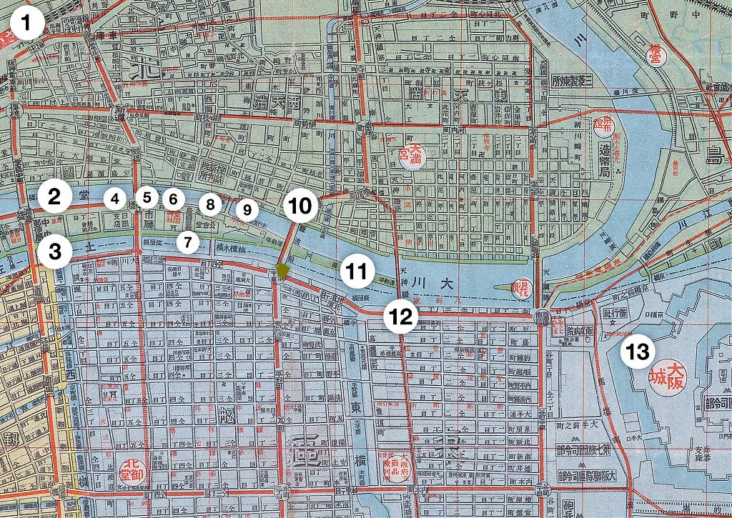 大正１１年（１９２２年）の大阪の地図