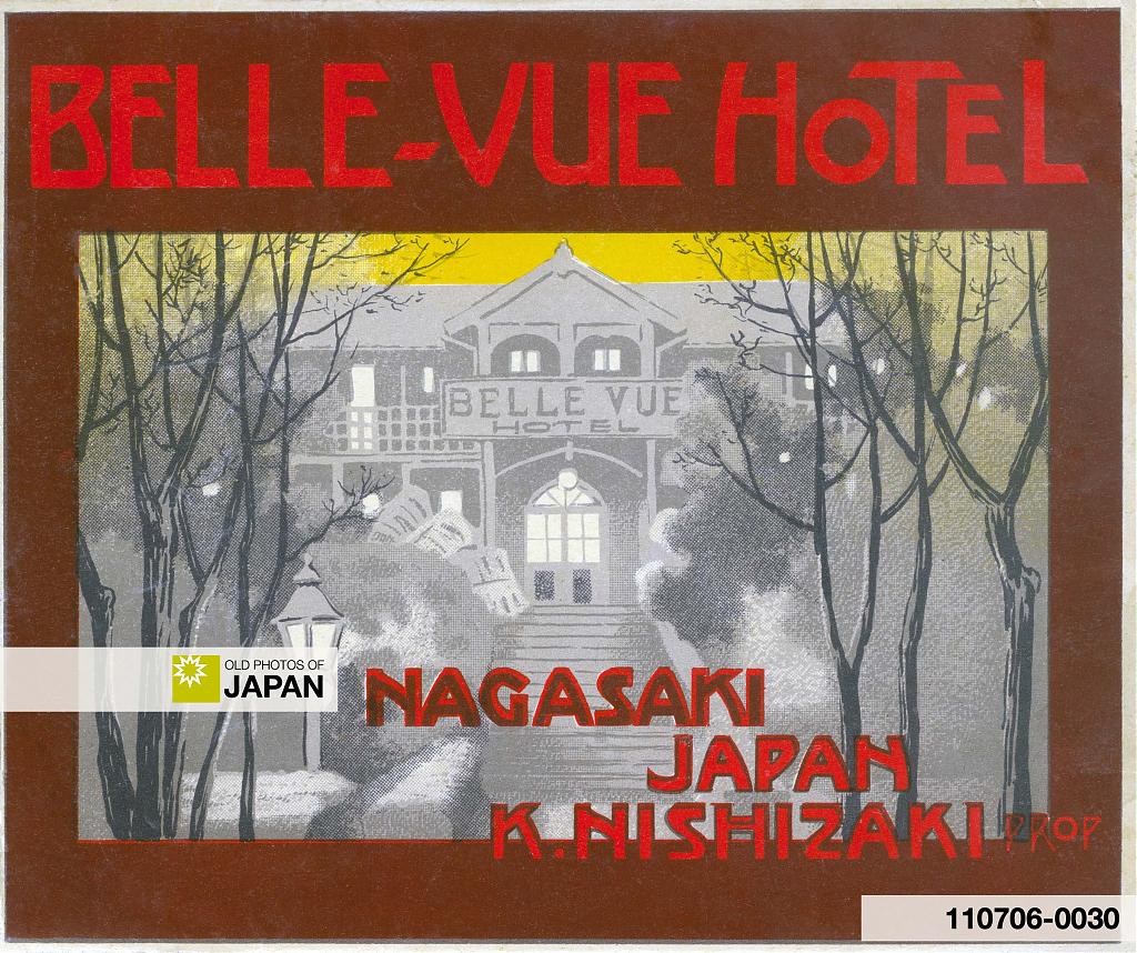 110706-0030 - Luggage Label of the Belle Vue Hotel, Nagasaki, 1910s