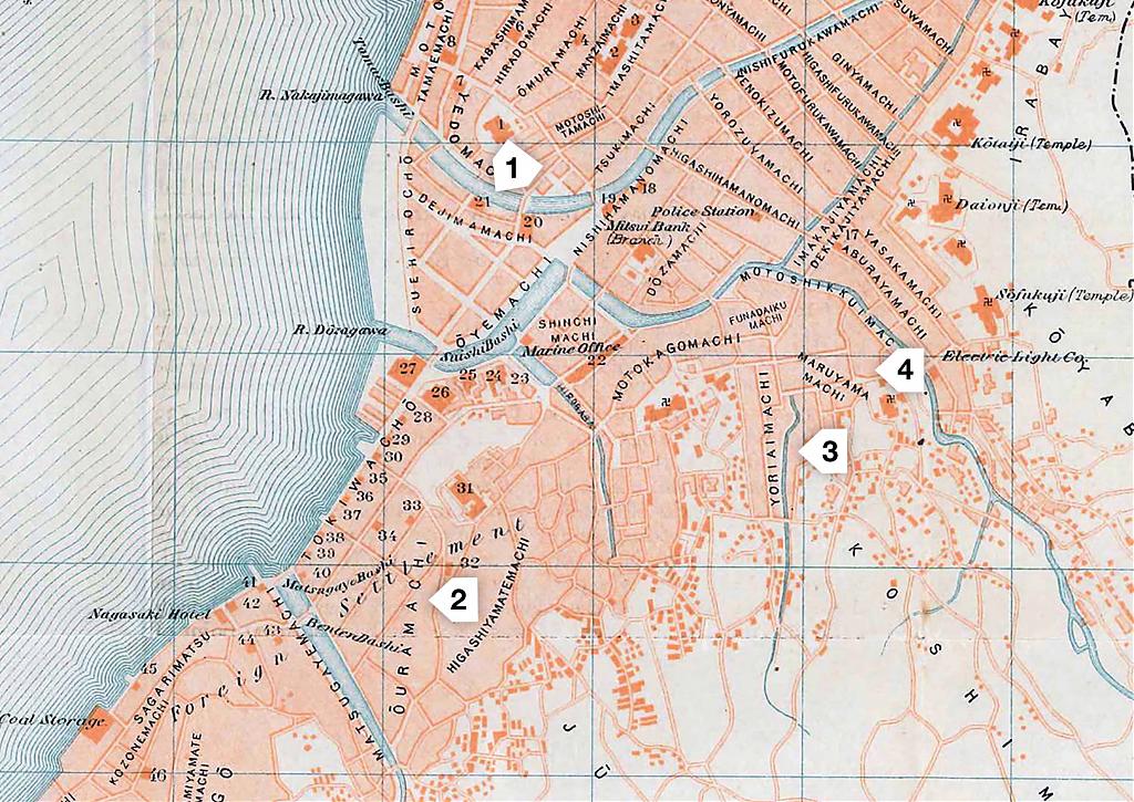 大正３年（１９１４年）の長崎の地図