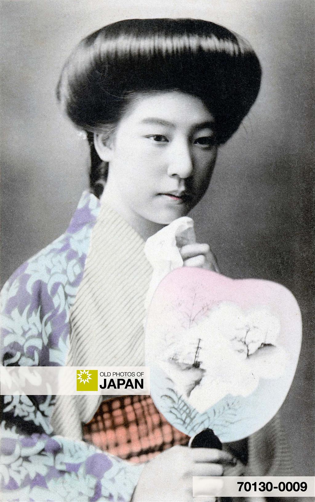 70130-0009 - Young Japanese Woman with Fan, 1910s