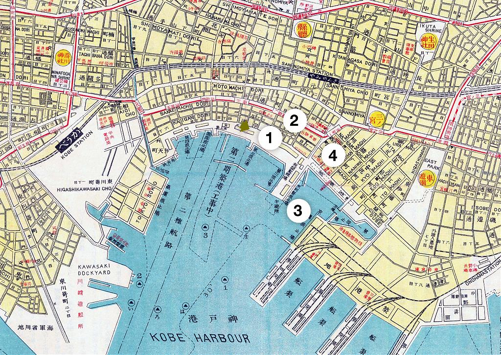 1929 map of Kobe's Kaigandori area