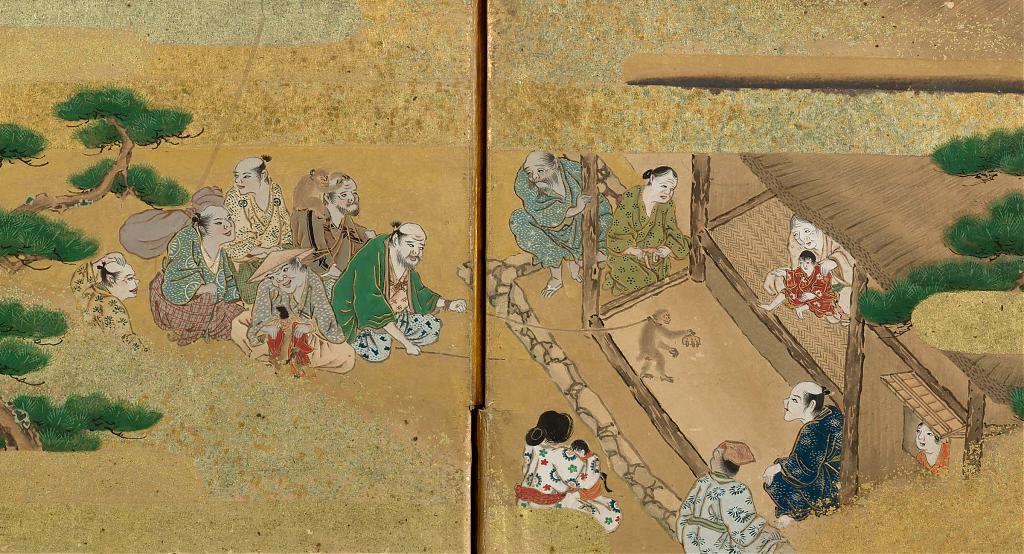 Sarumawashi performance at a private home, 1615-99