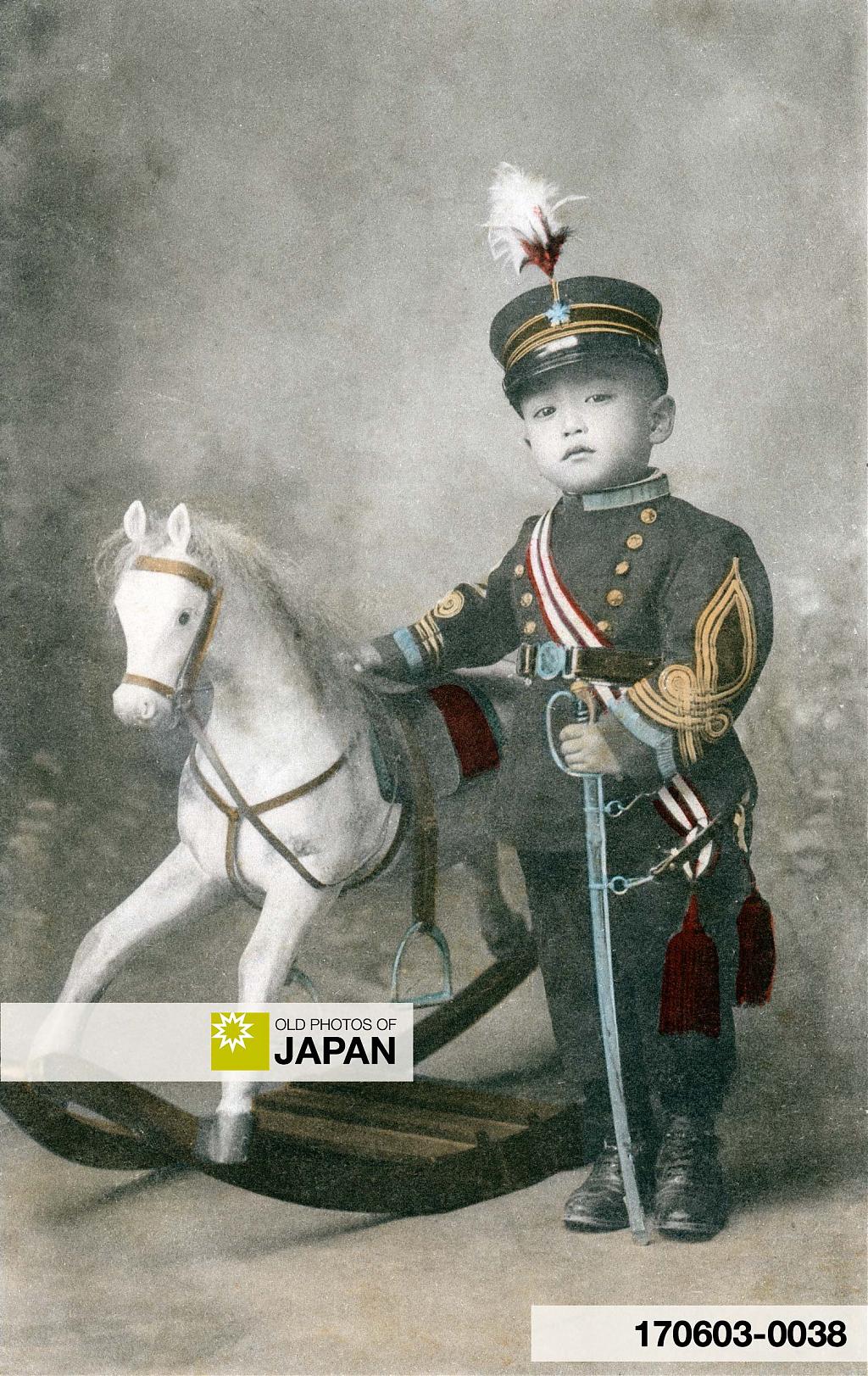 170603-0038 - Japanese Boy in Uniform with Toy Horse