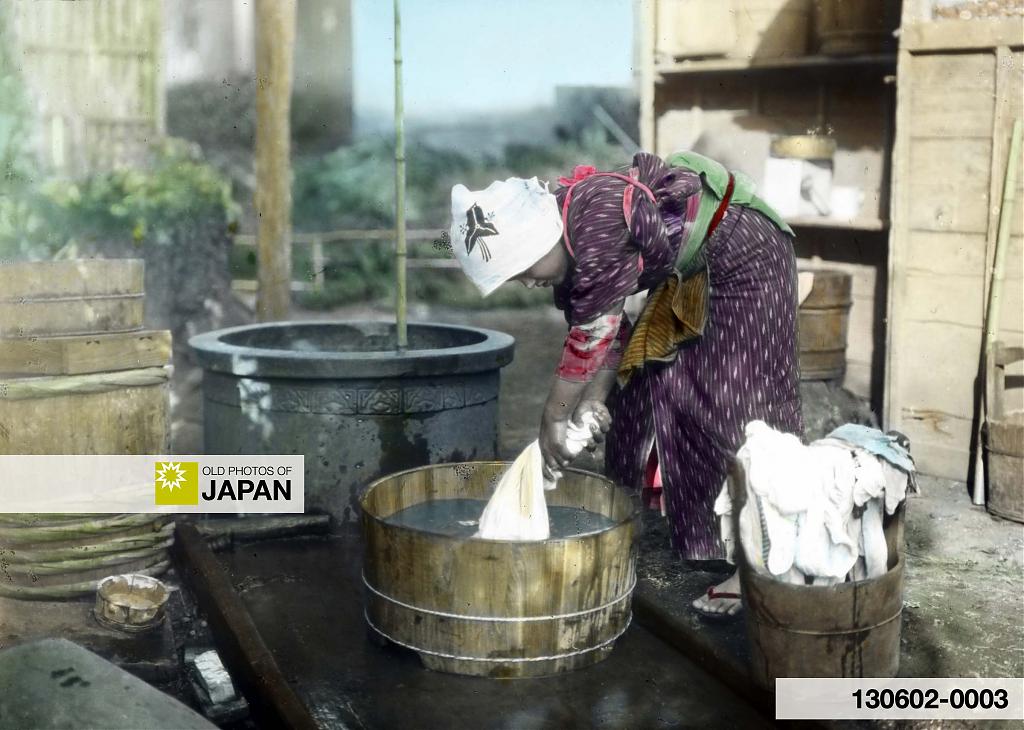 130602-0003 - Japanese Woman Washing Clothes, 1920s