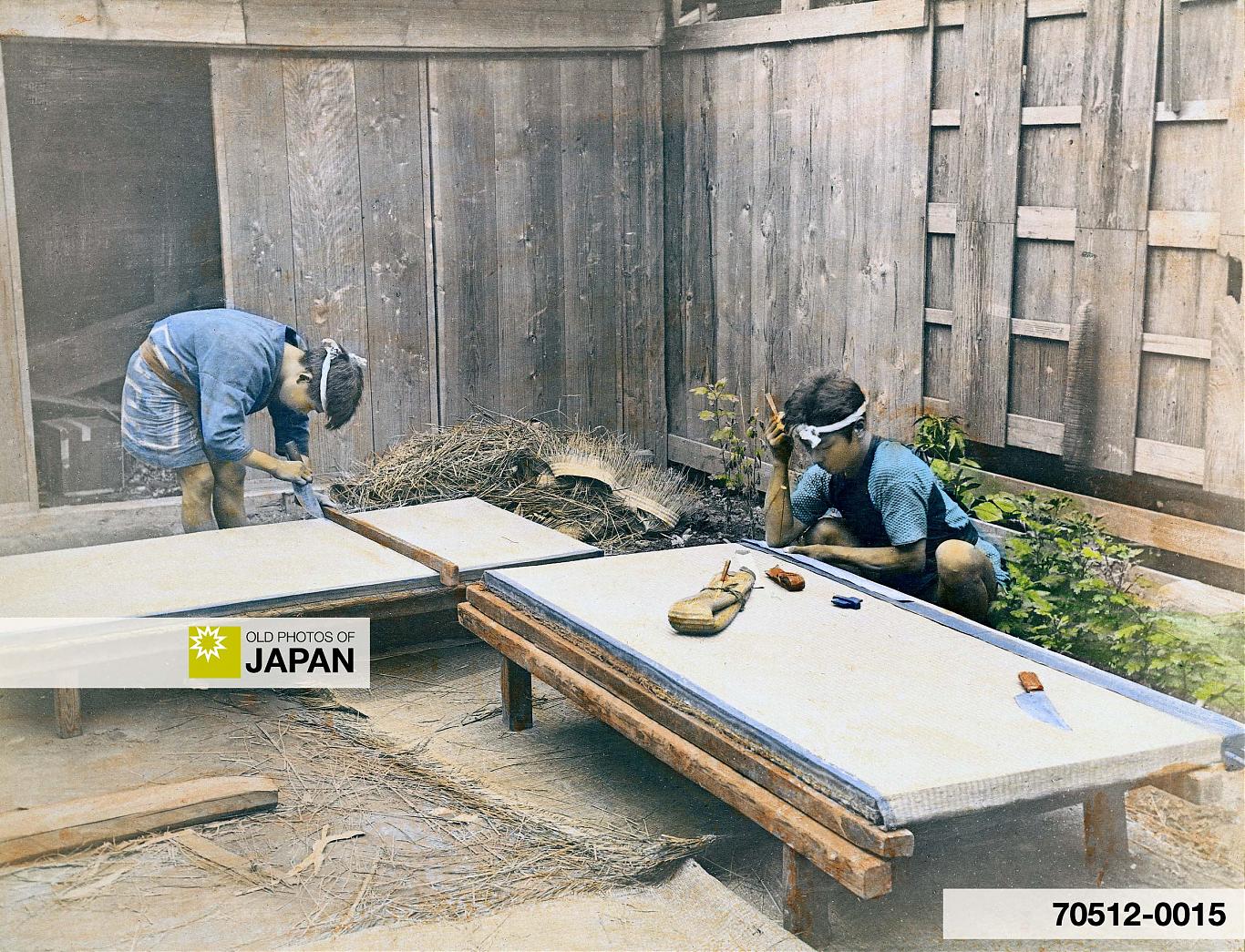 70512-0015 - Japanese Craftsmen Making Tatami Floor Mats, 1890s