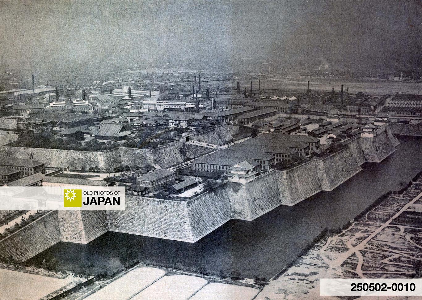 Aerial photo of Osaka Castle and Arsenal, 1929