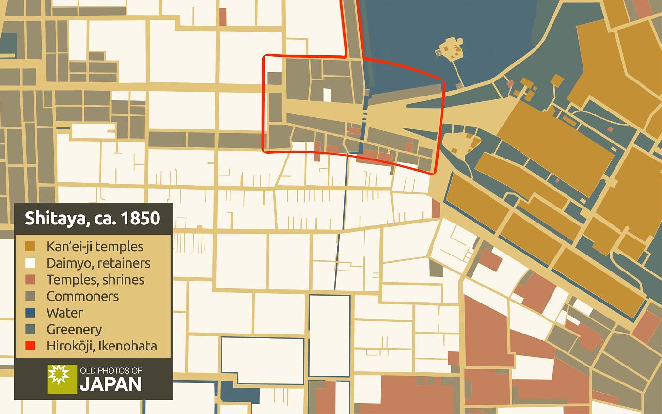 Map of Shitaya (present-day Ueno in Tokyo), 1950