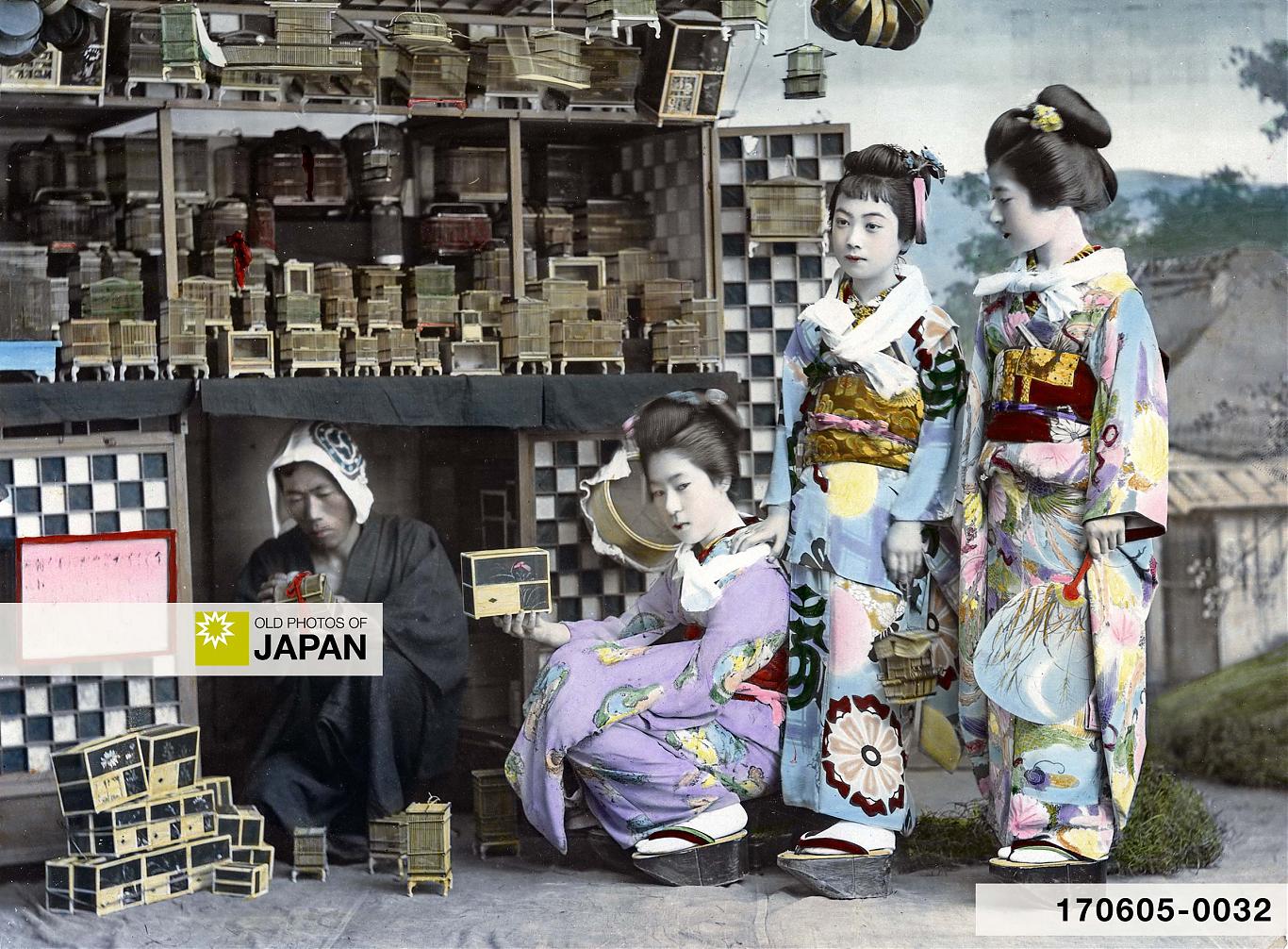 170605-0032 - Maiko with Insect Vendor, 1890s