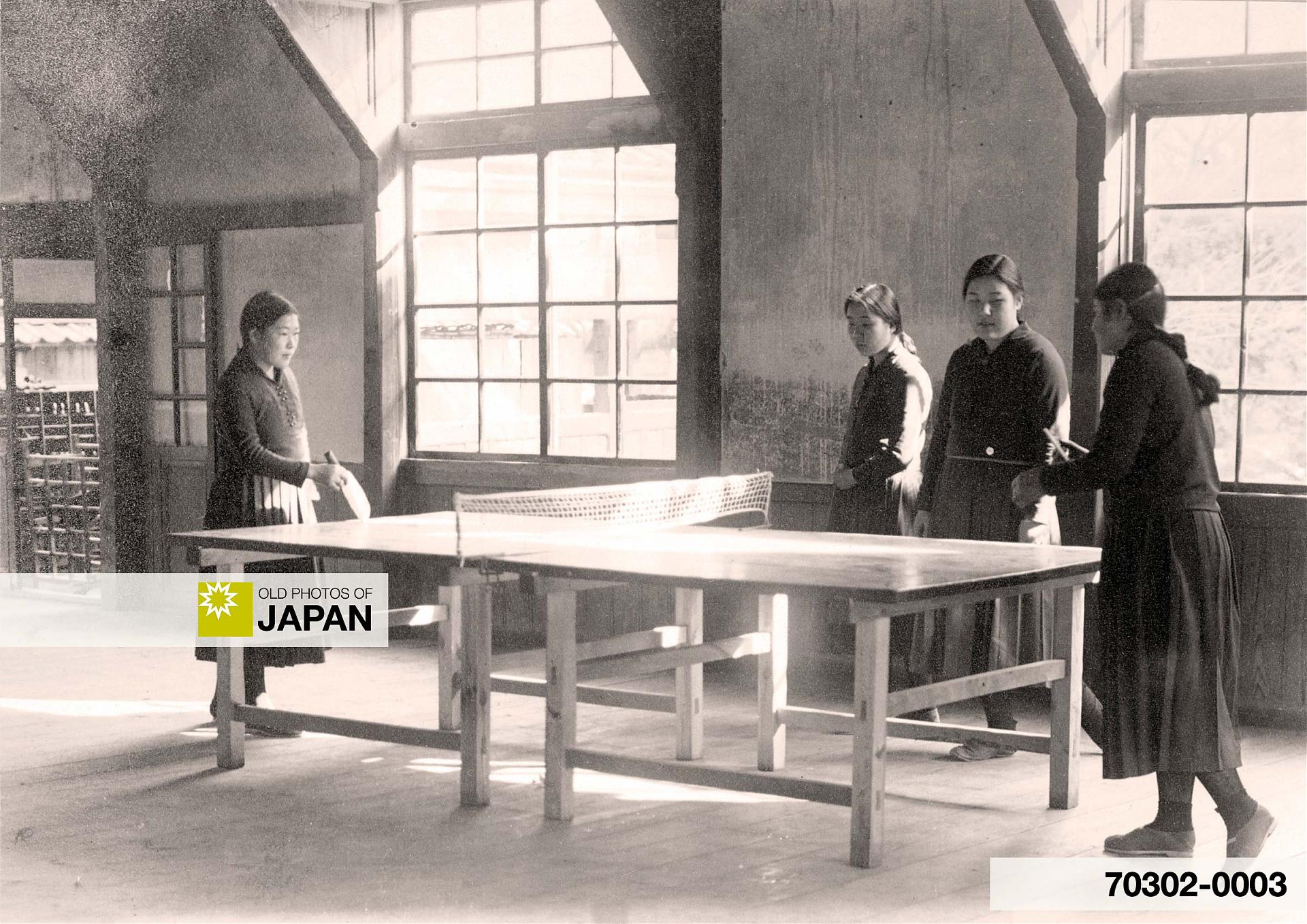 70302-0003 - Japanese School Girls Playing Table Tennis