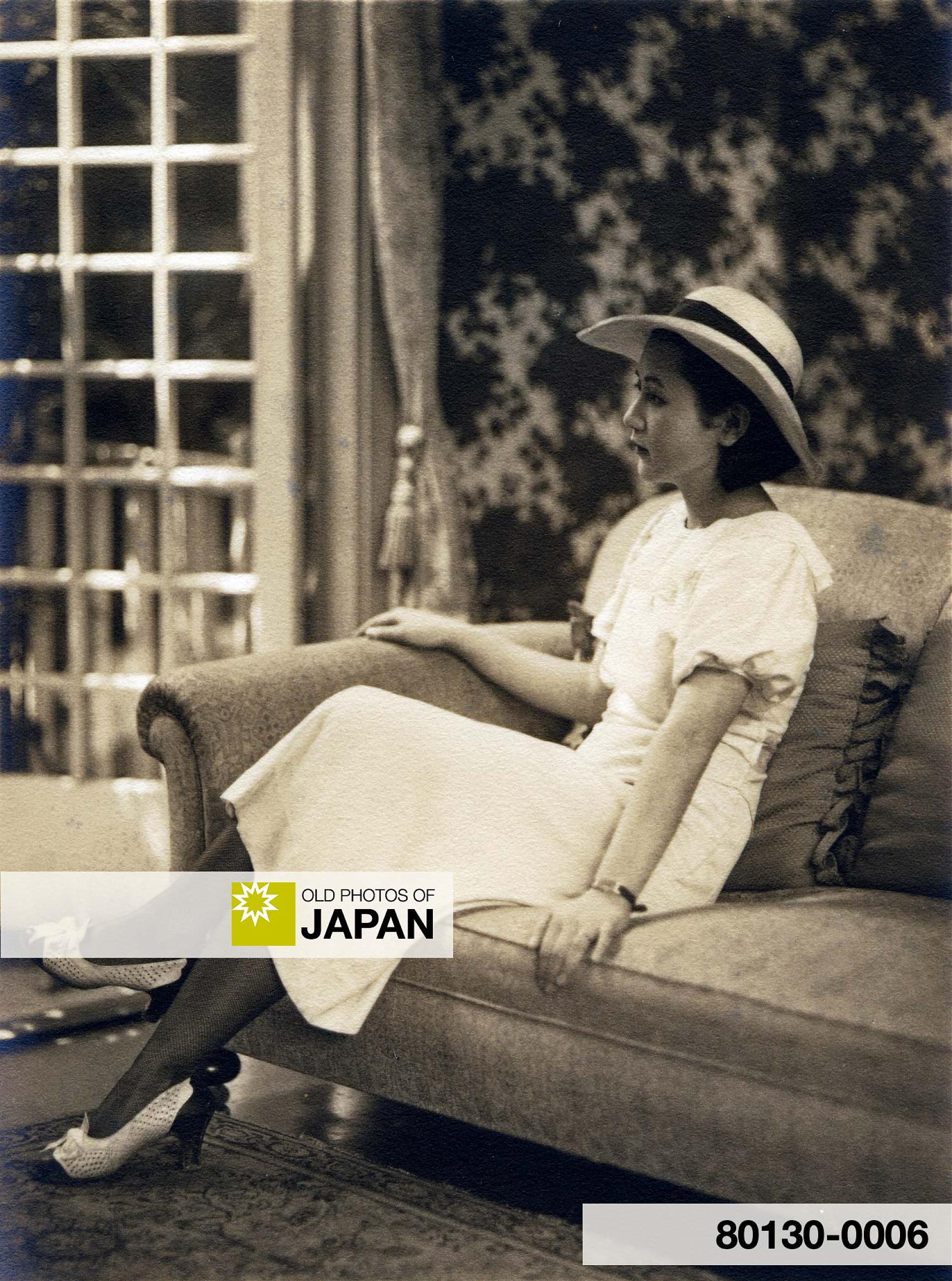 80130-0006 - Japanese woman in white dress, 1930s
