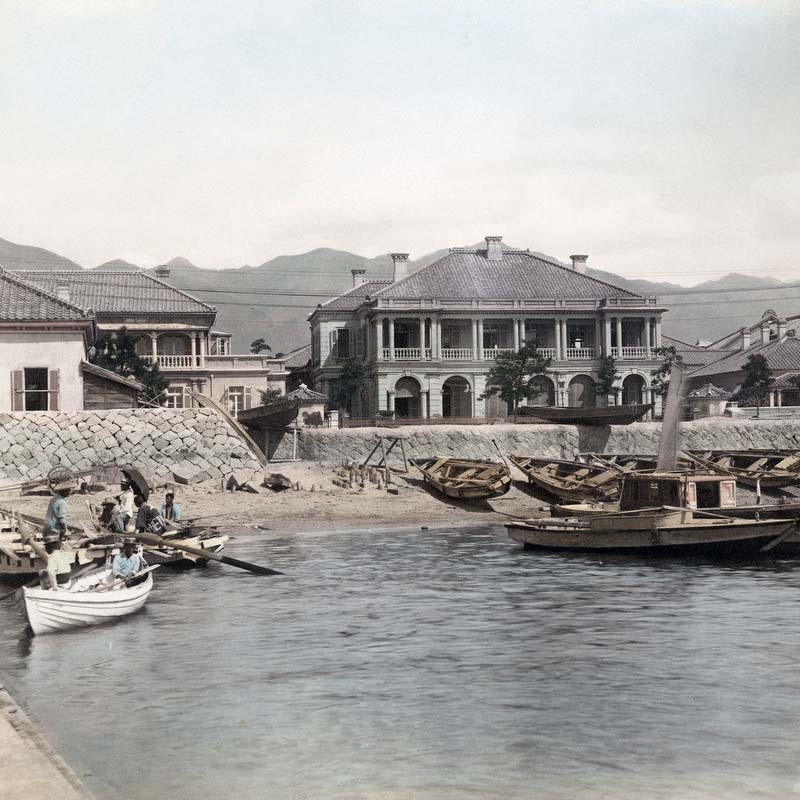 70523-0002 - Houses and Boats at the Bund of Kobe, 1880s