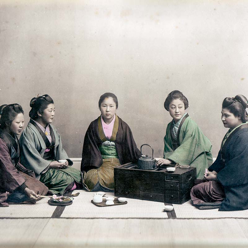 Women in Kimono Having Tea