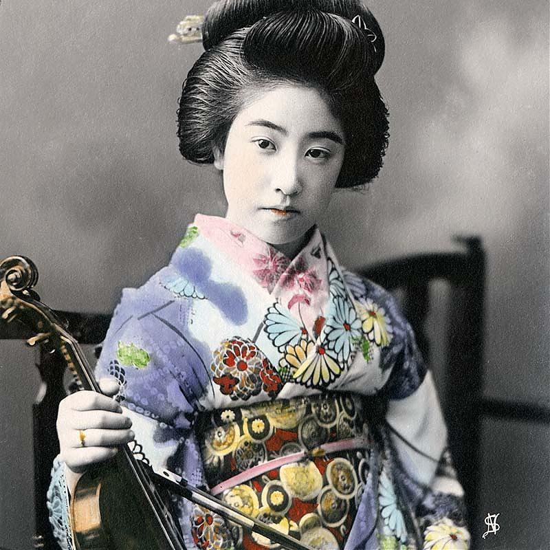 160301-0036 - Geisha with Violin, 1910s