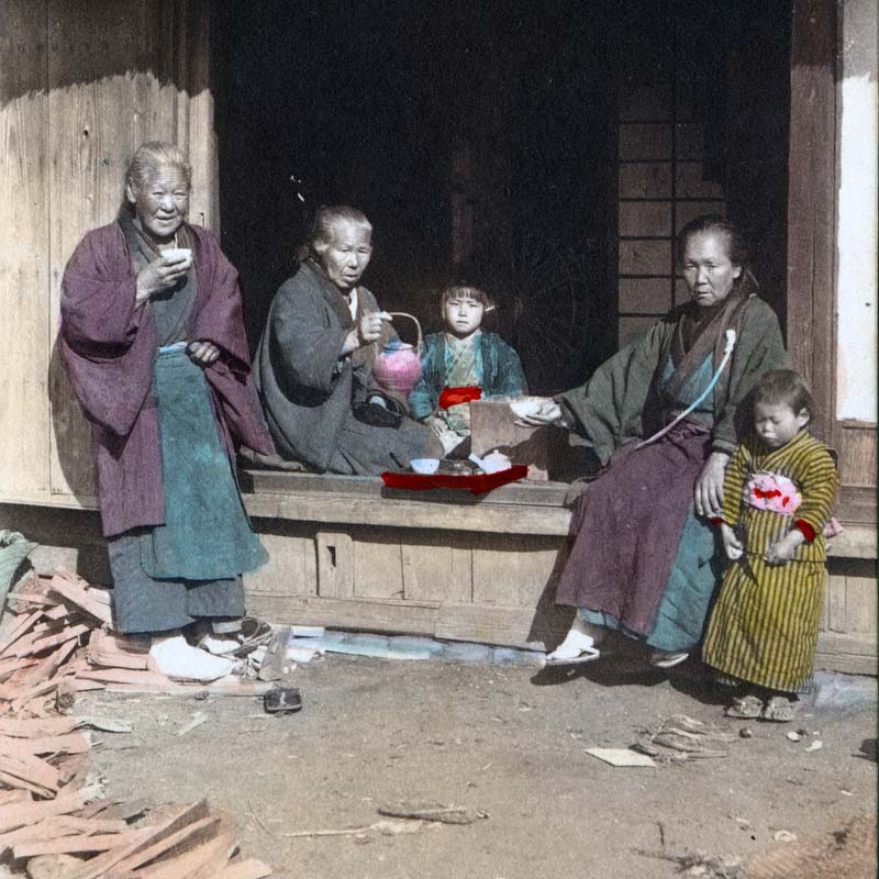 70221-0003 - Japanese Family in Traditional Clothing Having Tea